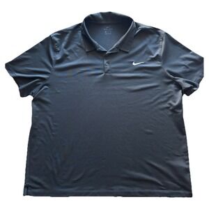 Nike Dri-FIT Breathable Lightweight Polo Shirt Black Men's 3XL Short Sleeve